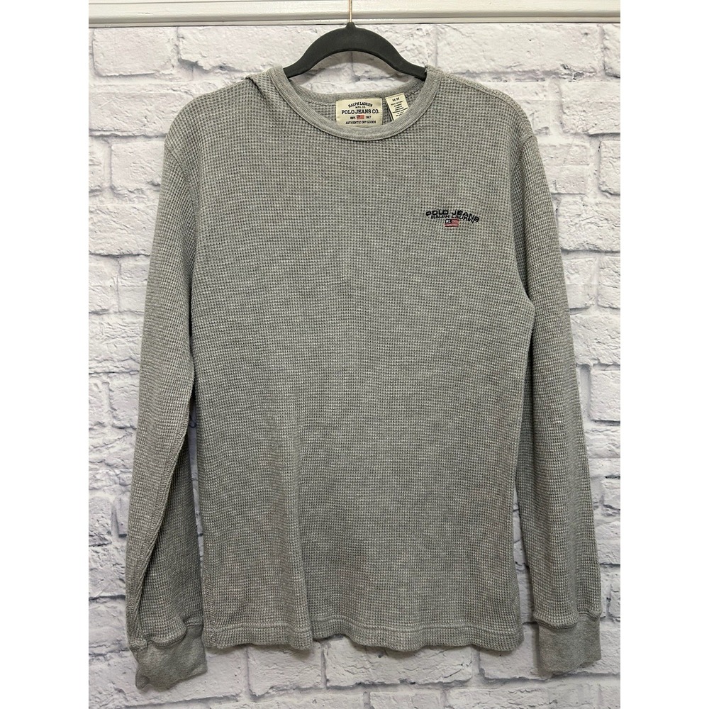 VTG Polo Ralph Lauren Men Waffle Knit Thermal Longsleeve Shirt Size M Y2K Skater